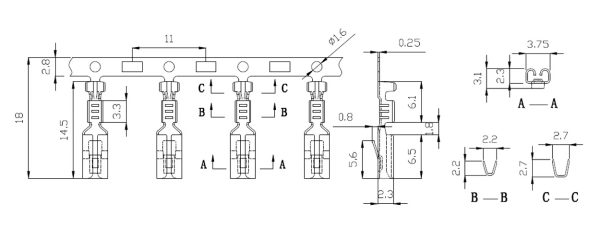 DJ621-E2.8X0.8A клемма в рулоне